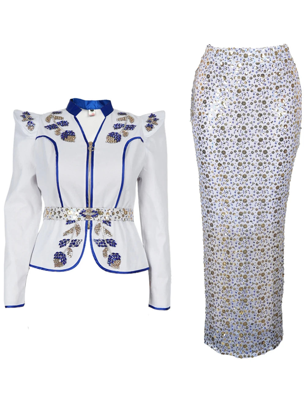 2026 African Dresses For Women Plus Size 2 PCS Set Clothing Tops And Skirt Suit Luxury Sequin Party Evening Gown Turkey Outfits