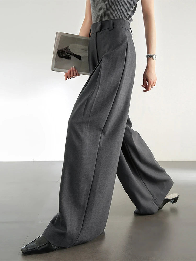 SENTUBILA Women Wide Leg Pants Office Lady Work Wear Trouser 2026 Spring Fashion Elegant Commute Full-length Pants 133K51993
