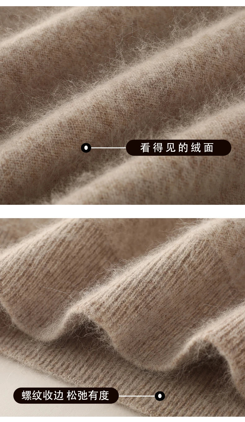 2024 Autumn And Winter New Women's Semi High Neck New Fashion Mink Sweater Long Sleeved Loose Sweater Slimming Knit Sweater Base
