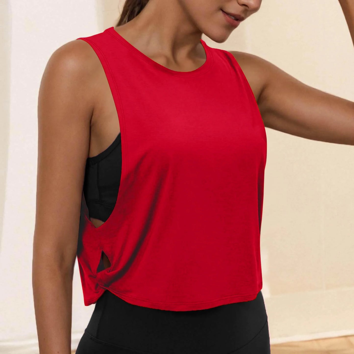 Women Sleeveless Yoga Top Breathable Gym Vest Tank Crop Top Running Tee