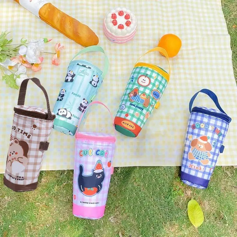 Portable Milk Tea Tote Bag Heat Preservation Bag Carrying Insulated Cup Cover Umbrella Bag Handbag Camping Drinkware Accessories