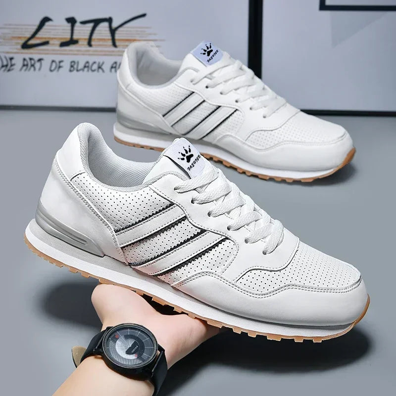 2024 Men Classical Running Shoes Lightweight Leather Outdoor Casual Sneakers Men Comfortable Sport Breathable Flat Jogging Shoes