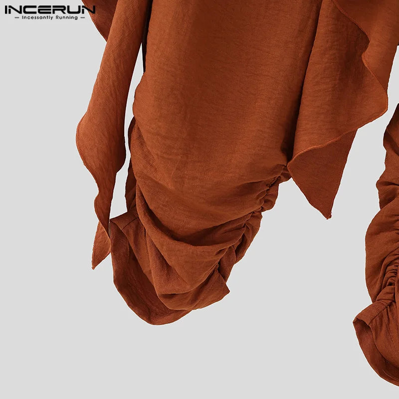 INCERUN Fashion Summer Spring Men Casual Pants Harem Pant Pleated Long Trousers Streetwear Oversize Men's Clothing S-5XL
