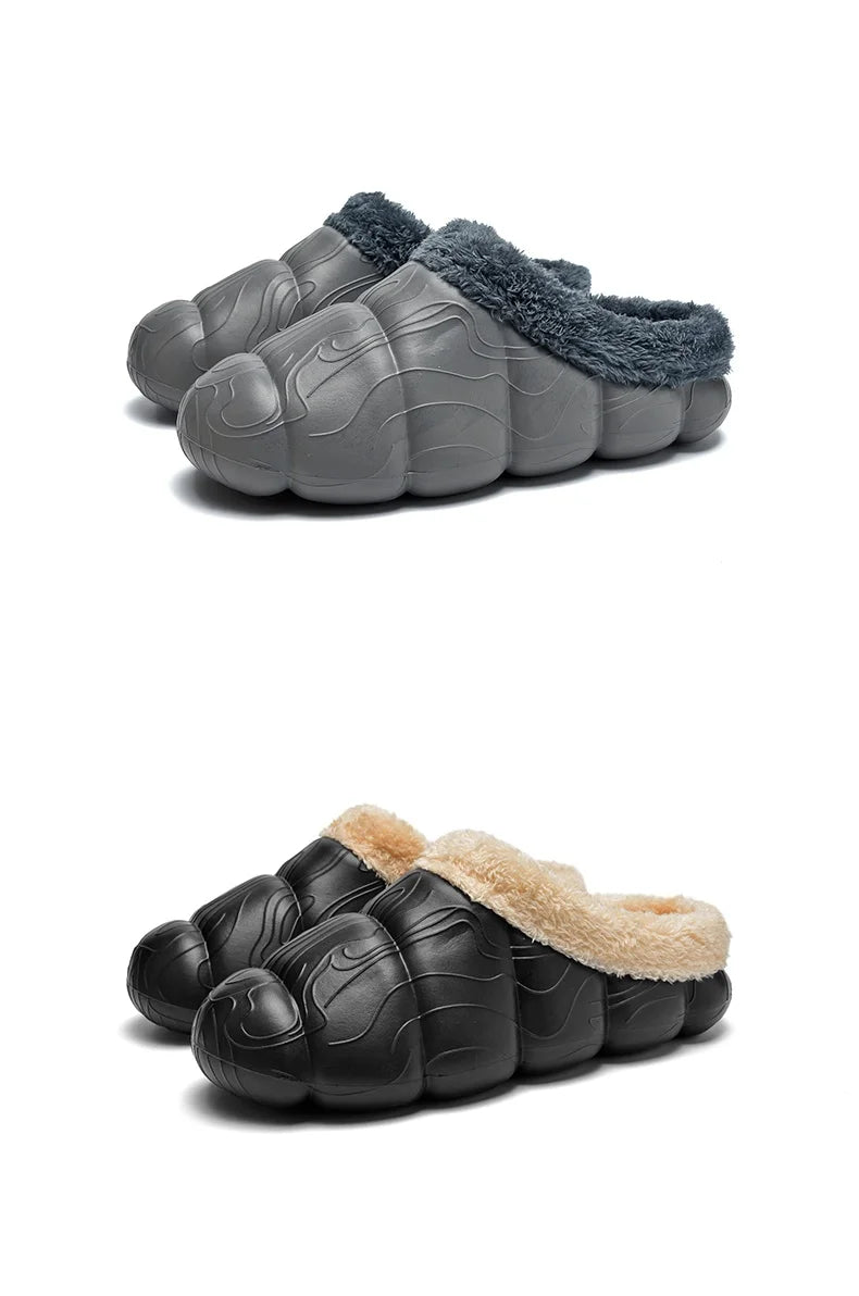 STRONGSHEN Men Women Warm Slippers EVA Slip on Shoes Walking Shoes Winter Fur Half Slipper Soft Household Sandals Zapatos Hombre