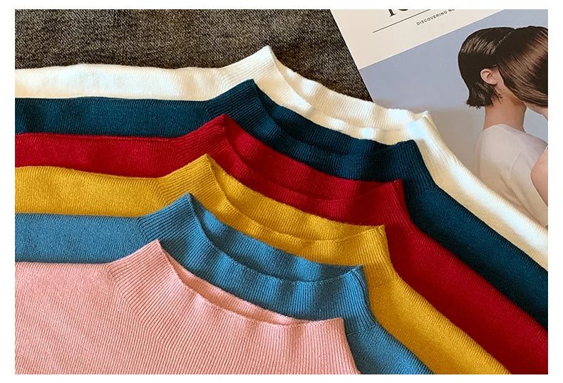 2026 Women Summer Knitted Turtleneck Sleeveless T-Shirts Tops Solid Slim Fit Pullovers Causal Tees Female Streetwear Basics Tees