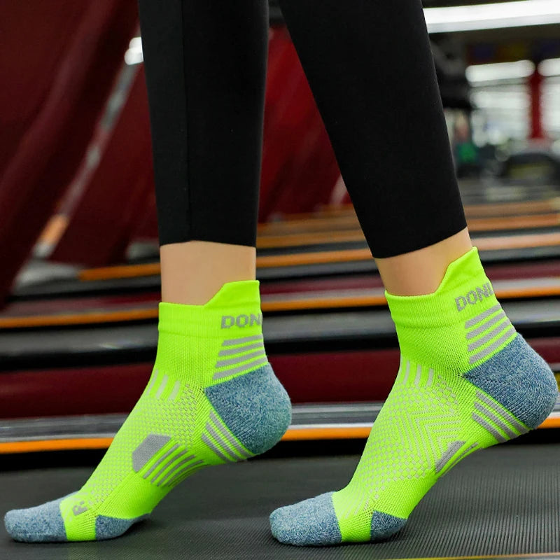 6 Pairs Marathon Running Socks Men Professional Sport Ankle Socks Thickened Towel Cushioned Tube Fitness Short Socks