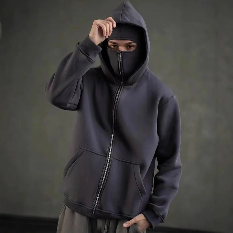 Plain Design Hooded Zip Up Sweatshirt for Men Women Autumn Winter Ins Style Couple Matching BAZAARHUBO