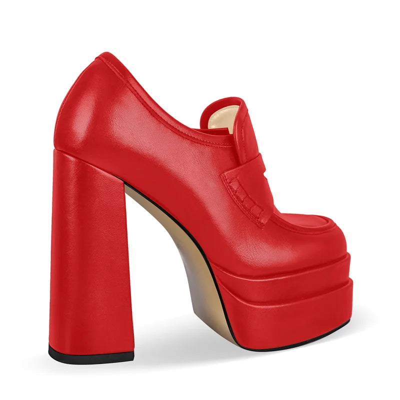 Richealnana  Women Pumps Red Matte Double Platform Punk Fashion Shoes