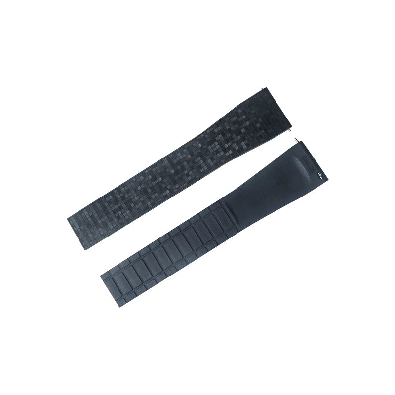 Cut to Size Fluoro Rubber Watch Strap 18/19/20/21/22mm Mosaic FKM Deployment Buckle Universal Flat End Replace Band Bracelet