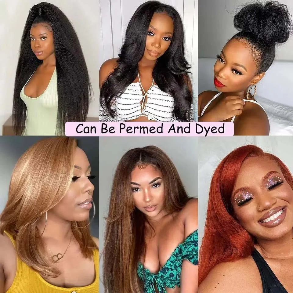8-40 Kinky Straight Human Hair Bundles Coarse Yaki Weave Bundles Brazilian Raw Human Hair Extensions Sale for Women Double Weft