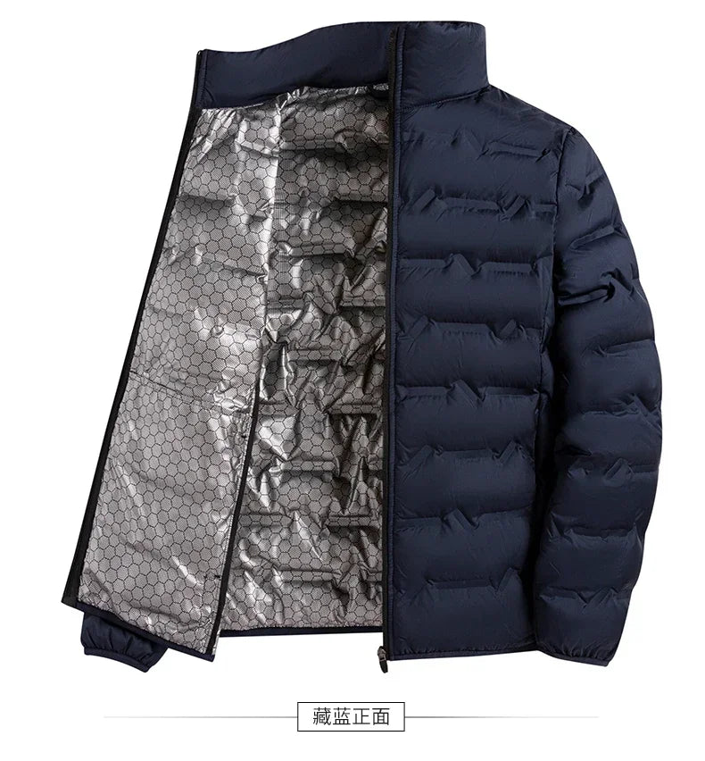 CHUJIE Winter white down jacket men's graphene self heating windproof pleated down jacket stand collar casual warm down jacket