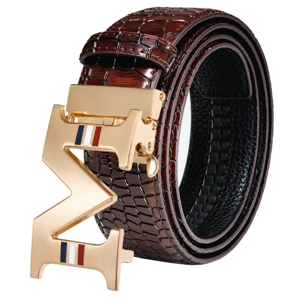 High Quality Mens Belts Black Brown Blue White Green Leather Straps Casual Gold Automatic Buckles Waistband Belt for Men Wedding BAZAARHUBO