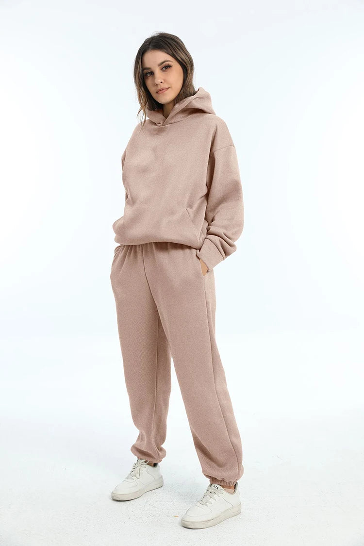 Women Two Piece Sets Tracksuit 2022 Autumn Casual Solid Long Sleeve Hoodie Sweatshirts Female Fashion Oversized Trouser Suits