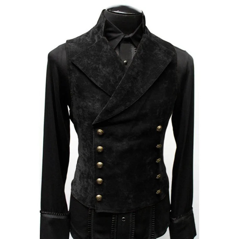 Mens Gothic Vest Costume Gothic Mens Polyester Breast Waistcoat Double Vest Victorian Waistcoat Tool