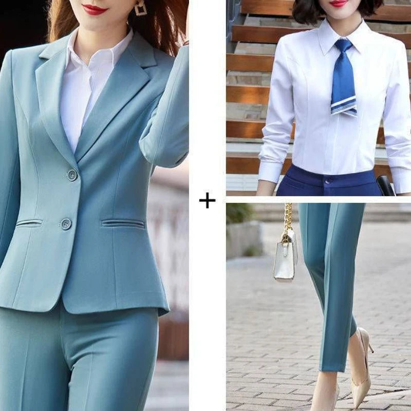 Fall Outfits Suit Jacket Two Piece Sets for Woman Office Wear Formal Womens Blazer and Pants Suits Set 2 Elegant Pieces Business