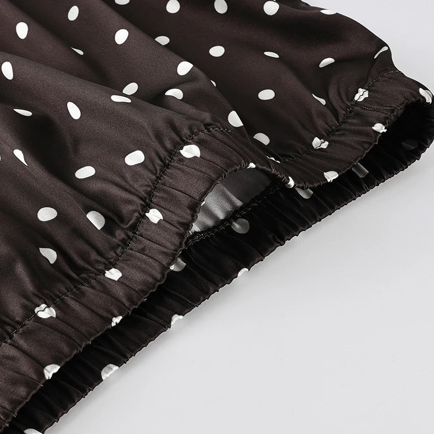 Linad Street Chic Polka Dot Lace Skirts Spriing Vintage Satin Mini Skirt 2026 Fashion High Waist A Line Short Skirts For Woman