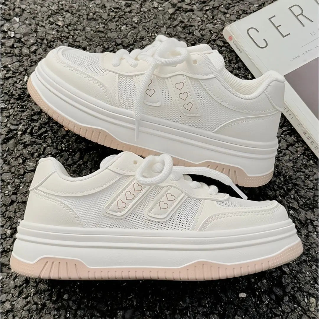 2025 New Summer Women's Fashion Sneakers Small White Casual Breathable Mesh Rubber Surface Vulcanized Shoes Zapatos De Mujer