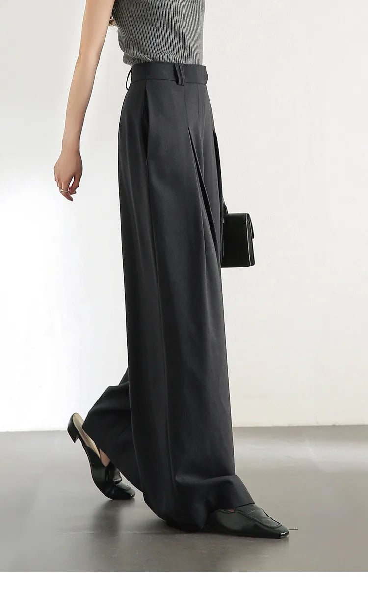 SENTUBILA Women Wide Leg Pants Office Lady Work Wear Trouser 2026 Spring Fashion Elegant Commute Full-length Pants 133K51993