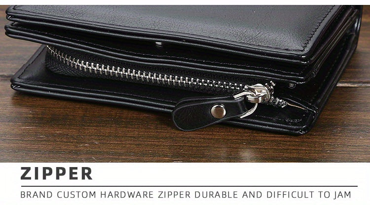 Fashion Men Wallets Zipper Card Holder High Quality Male Purse PU Leather Coin Holder Wallet