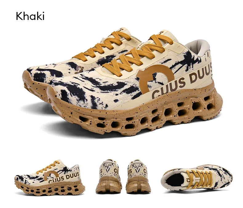 Running Shoes for Men Women Hollow Perforated Cushion Shock Absorbing Outdoor Hiking Sneakers Casual Chunky Walking Trainers