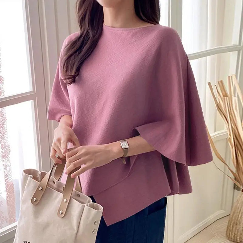 ZANZEA Women Fashion Blouse Chic 3/4 Sleeve Ruffle Hem Top Shirt 2025 Summer Round Neck Loose Blusa Elegant Irregular Work Tunic