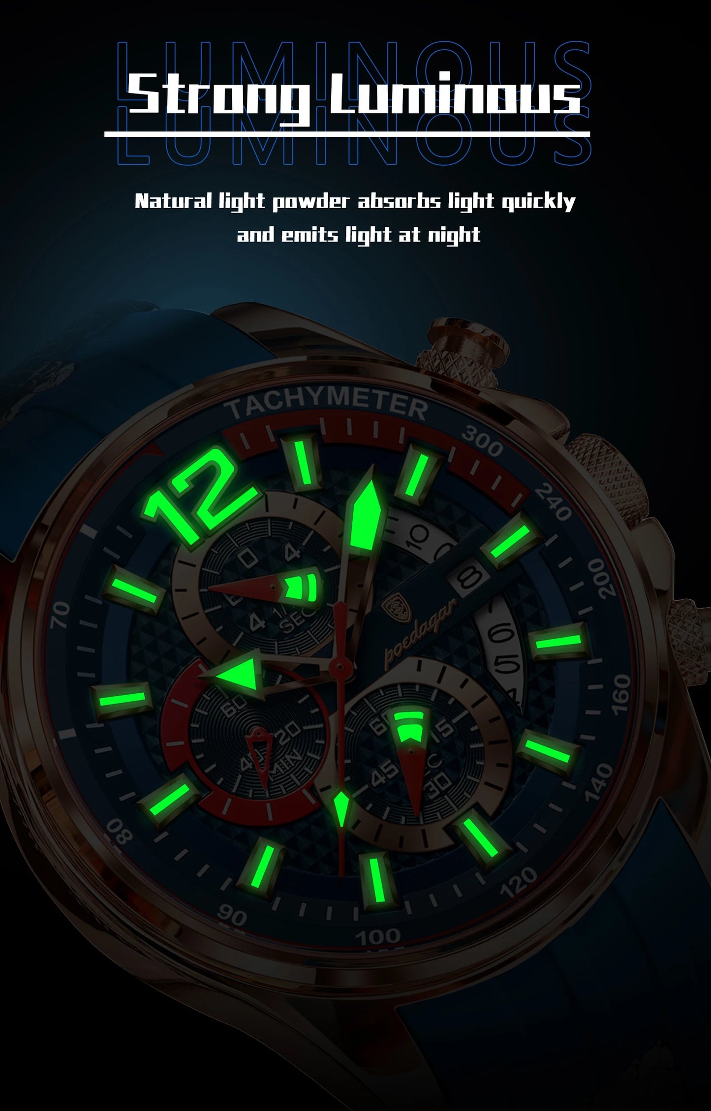 POEDAGAR Luxury Watch For Men Date Chronograph Luminous Waterproof Silicone Male Watch Fashion Sports Quartz Men's Watches Reloj
