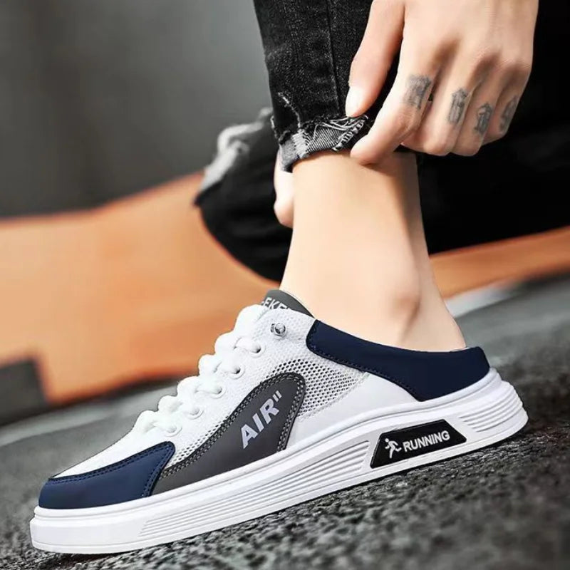 Men's Half Slipper Slip-on Man Casual Fisherman Shoes Breathable Mesh Platform Shoes Soft Bottom Sneakers Comfortable Men Shoes