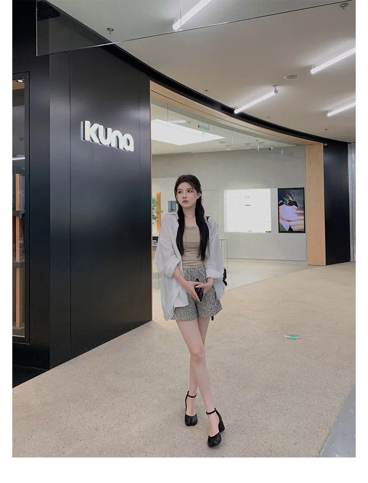 Brand Designer Tabi ninja high heels shoes woman ankle strap silver crack leather pumps split toe D'orsay mary janes shoes woman