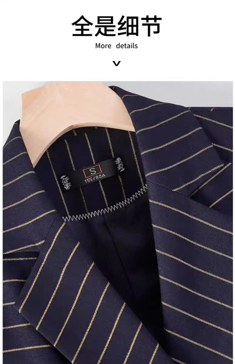 NAVIU Fashion Women Office Ladies Formal Golden stripes Pants Suit Set Female Business Work Wear Blazer Jacket And Trouser