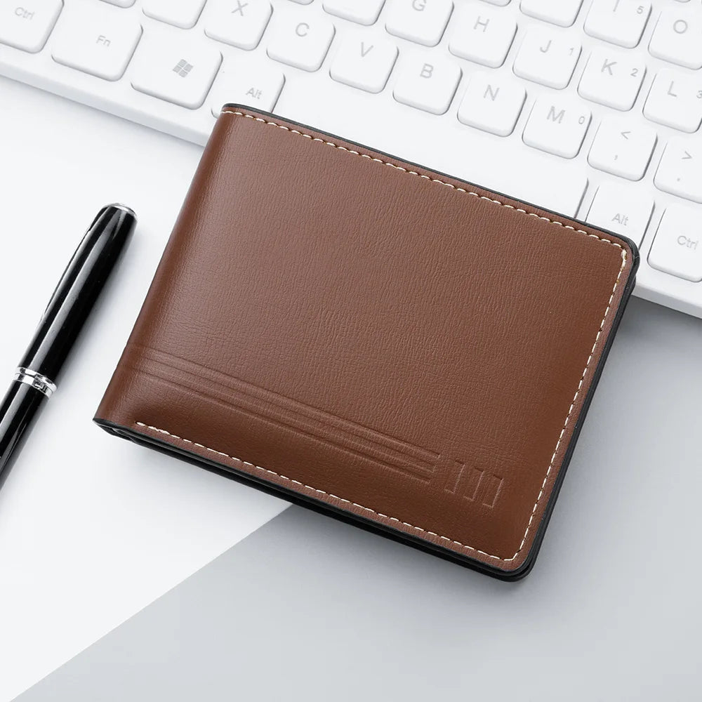 Men's Business Retro Short Wallet PU Leather Zipper Coin Purse Multi-Slot Multi-Functional Men's Wallet