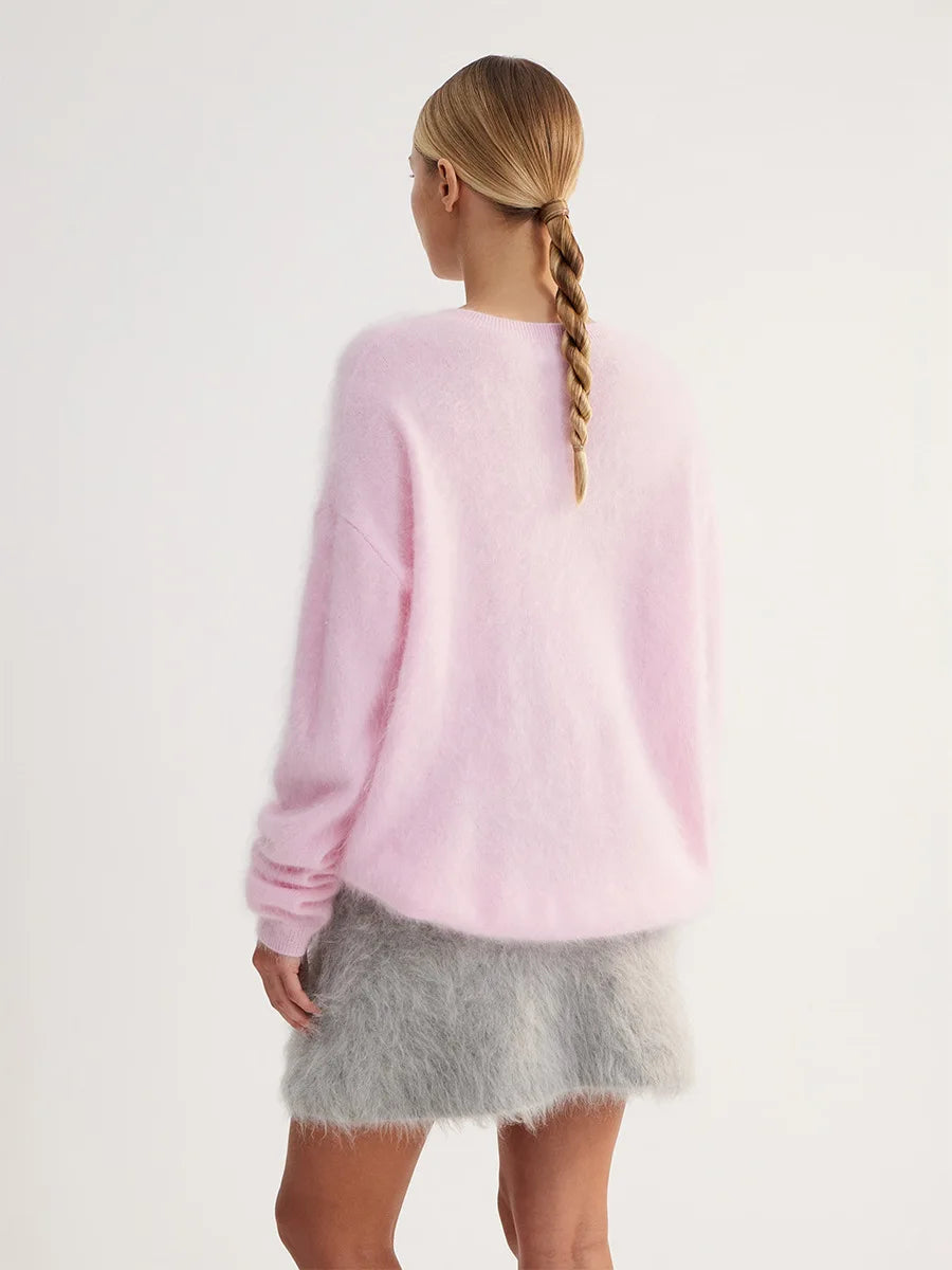 Blubelle Women's Autumn Winter Solid Color Knit Sweater O-Neck Long Sleeve Loose Fit Casual Relaxed Fashion Pullovers