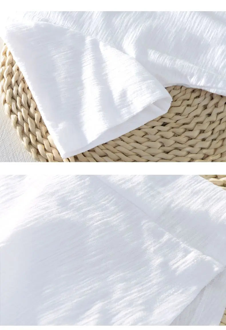 2023 Summer New 100% Cotton White T-shirt Male V-neck Solid Color Casual T Shirt Basic Tees Plus Size 3XL Short Sleeve Tops