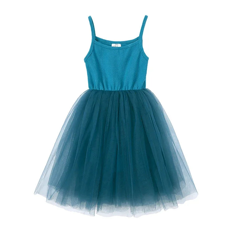 Fashion Cute Girls Casual Dresses Solid Color Sleeveless Suspenders Girls Dress Summer Kids Dresses for Girls 1-8 Years
