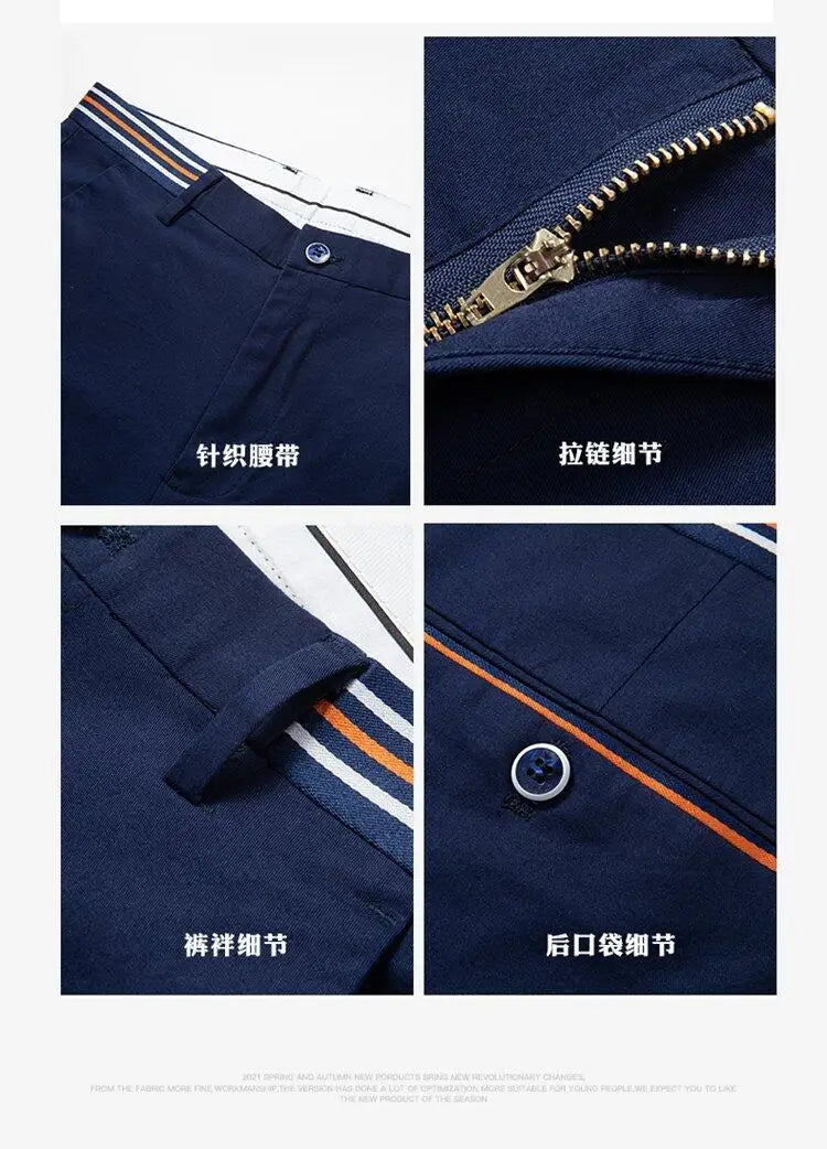 Mens Summer Casual Shorts Solid Color Business Casual Elastic Five Quarter Pants Cotton Breathable Workwear Shorts Men Clothing