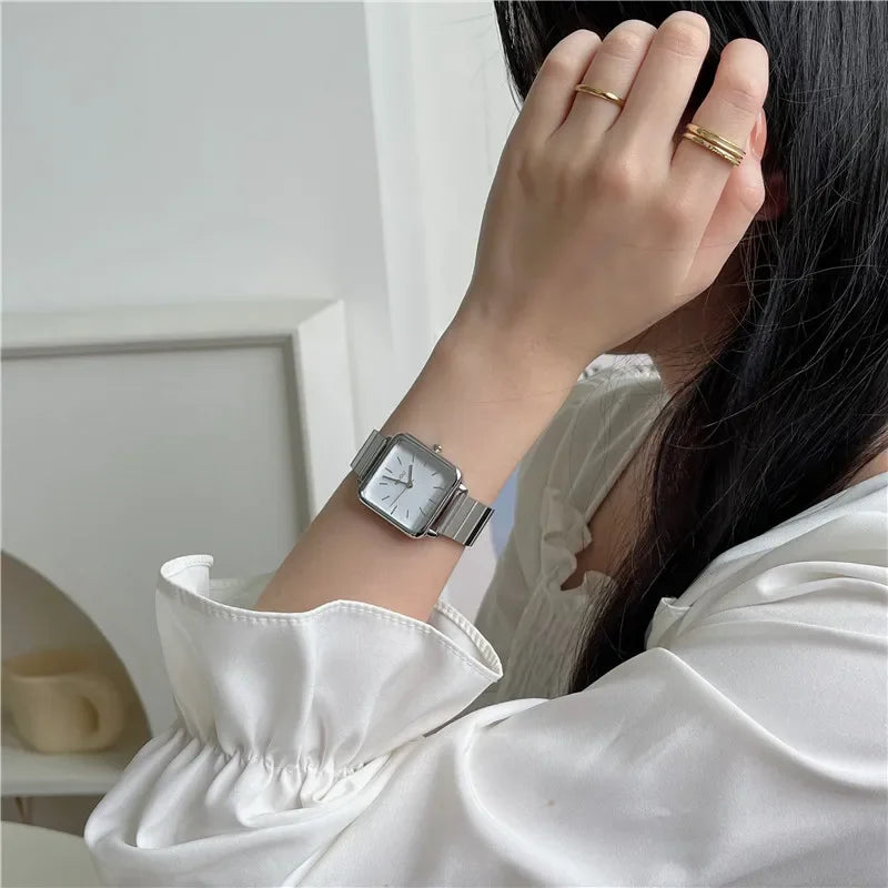 Adjustable Stainless Steel Strap Quartz Watch for Women Luxury Gift Square Wristwatch Dropshipping Watches Relojes Para Mujer