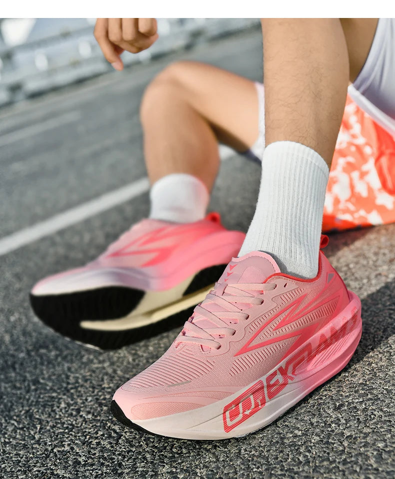 Men Running Shoes Carbon Plate Speciality Marathon Sports Breathable Lightweight Women's Comfortable Nonskid Leisure Sneakers