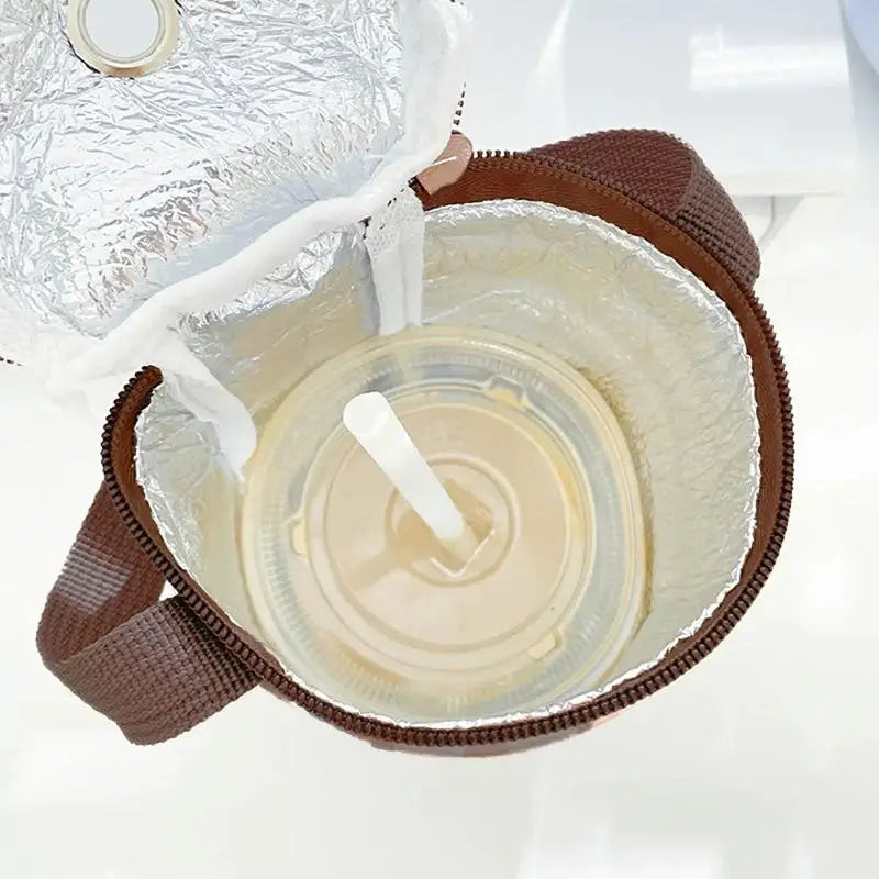 Portable Milk Tea Tote Bag Heat Preservation Bag Carrying Insulated Cup Cover Umbrella Bag Handbag Camping Drinkware Accessories