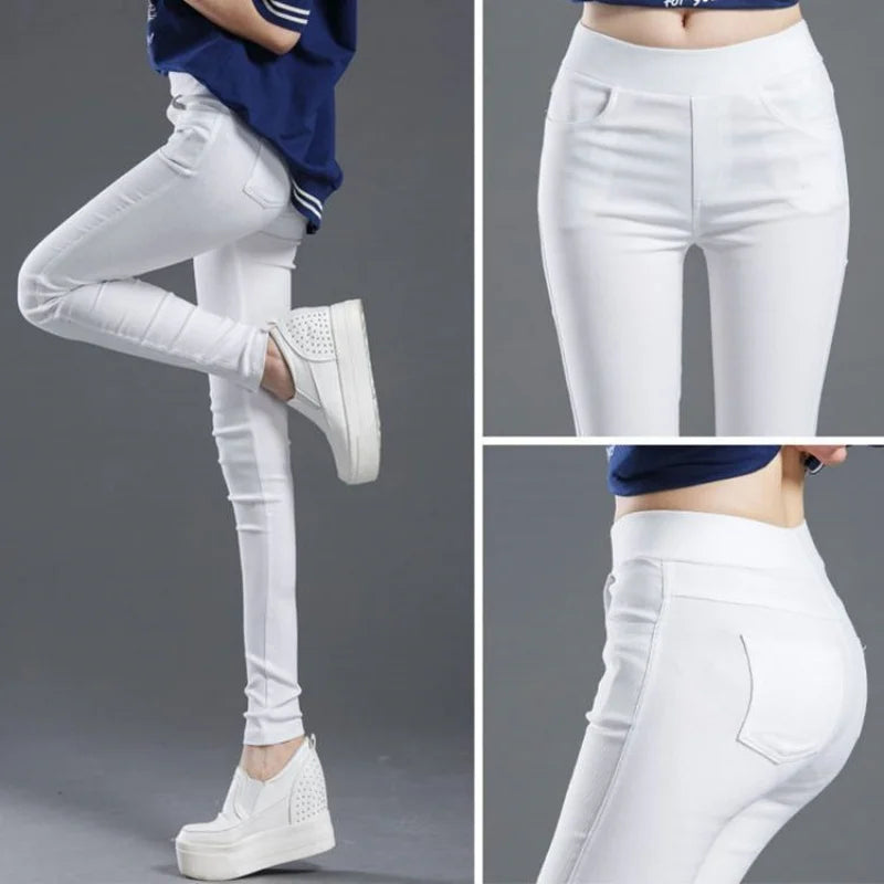 Elegant Slim Fit Solid Leggings Pants Fashion Women Elastic Stretch Skinny Pocket Pencil Legging Office Lady Commute Outerwear