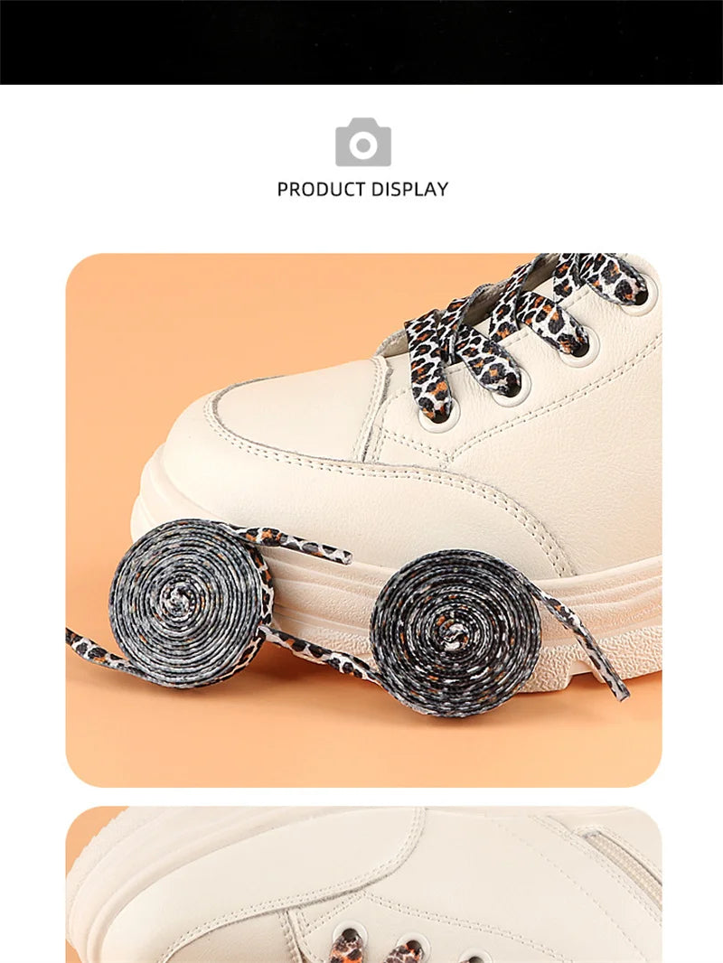 1Pair 80/120/160CM Classic Leopard Patten Print Shoelace Creative Unisex Trainers Canvas Shoe Lace Flat Shoelaces Shoes Strings