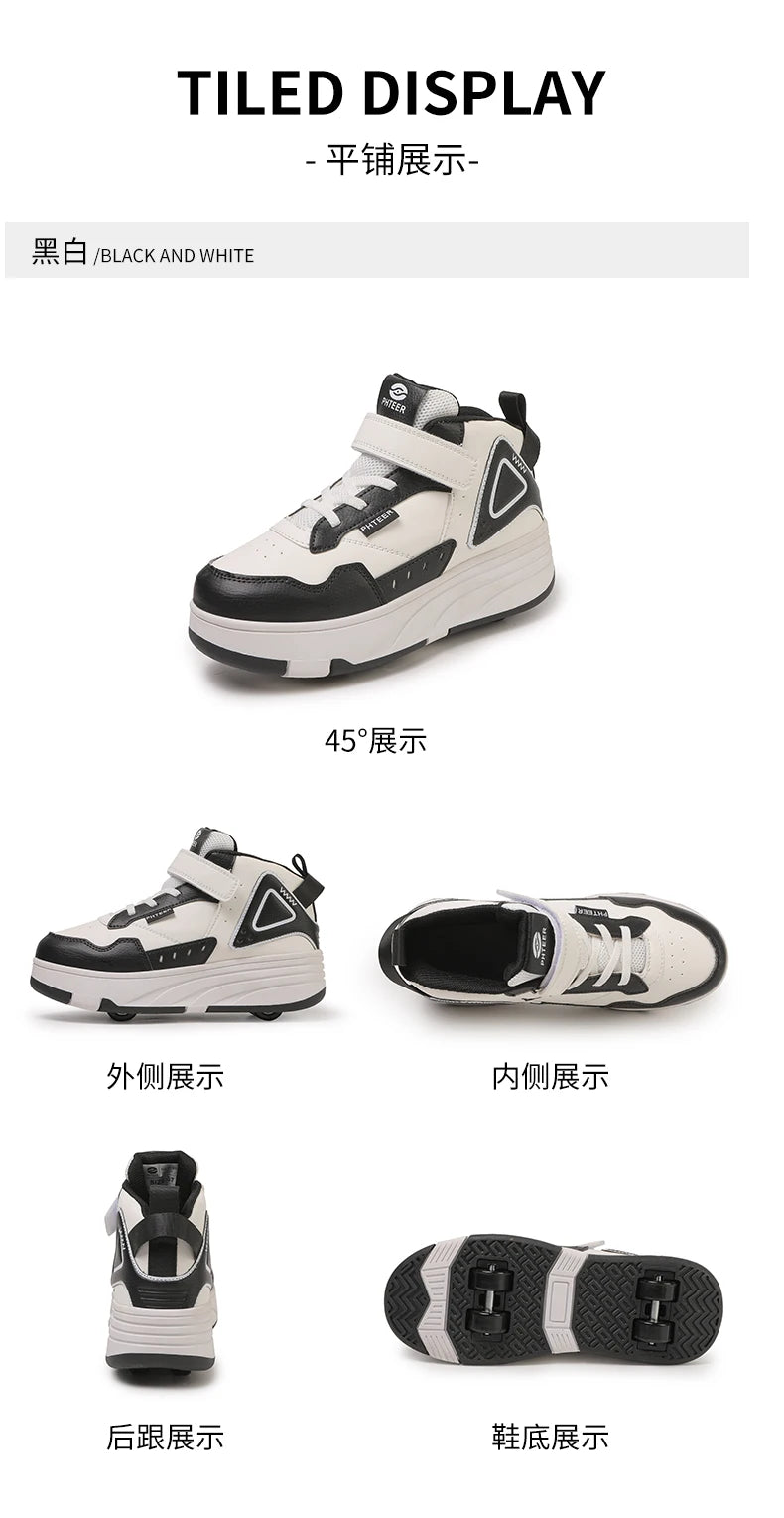 Boys and Girls Roller Skate Shoes Fashion Casual Sports Children 4-Wheels Sneakers for Kids  Gift Nice Footwear