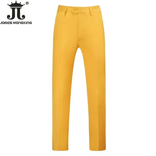 British Style Solid High Waist Trousers Men Formal Trousers High Quality Slim Fit Business Casual Suit Pants Groom Wedding Dress