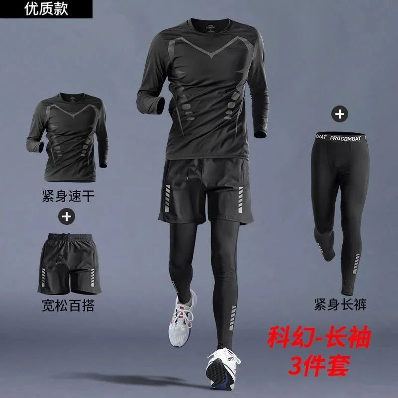 Training Jogging Tracksuits Running Outdoor Compression Suits Set 3PC Workout Tights Men Sports Suit Gym Sportswear Clothes