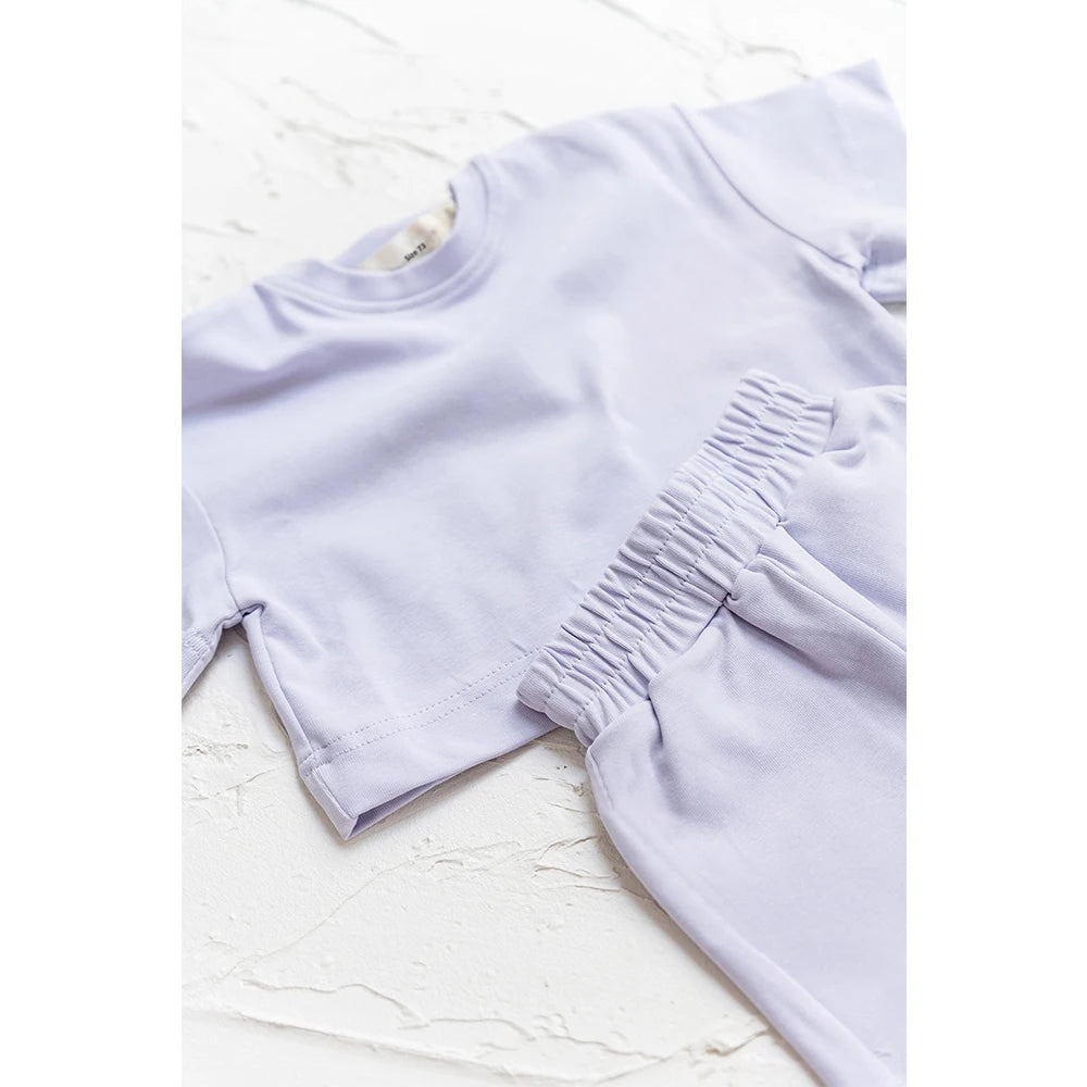Summer Baby Casual Clothes Set Kids Soft Solid Color Casual Short Sleeve T Shirt + Shorts Kids Girls Boys Outfits Girl Clothes