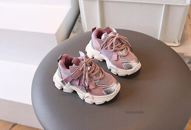 Kids Casual Sports Sneakers Soft Non-slip Sole Comfortable Walking Shoes for Boys Girls Autumn Colorful Style