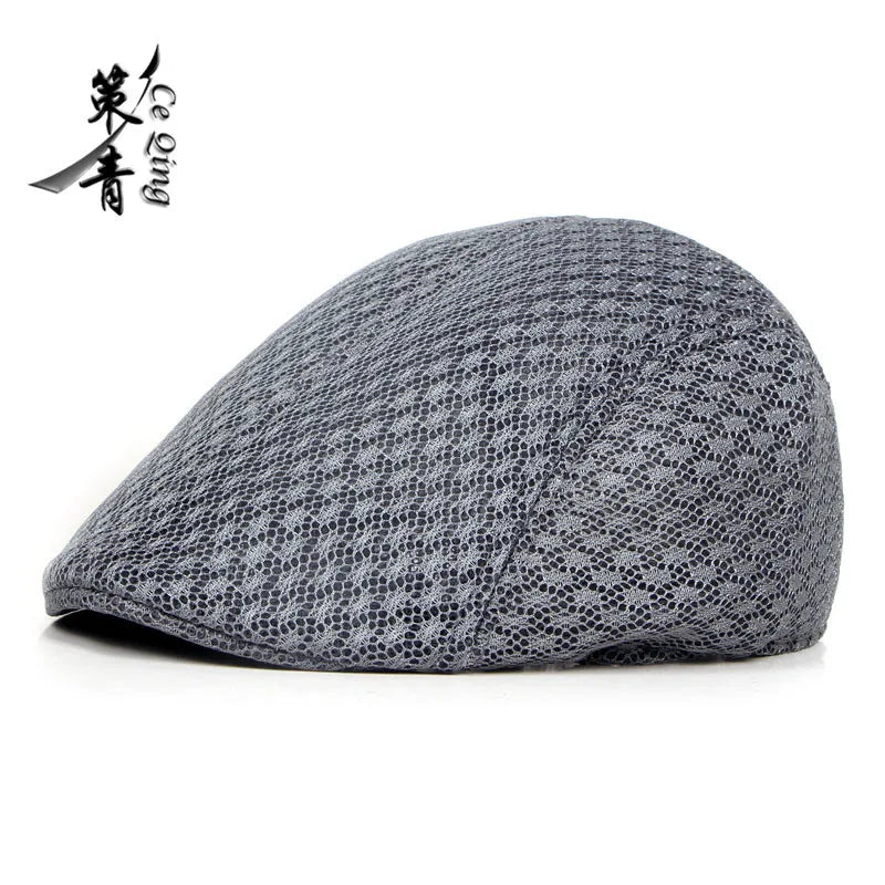 Big Head 58-61cm Summer Men Newsboy Breathable Cap Mesh Cabbie Golf Driving Sun Flat Beret Hats Caps Visors BAZAARHUBO