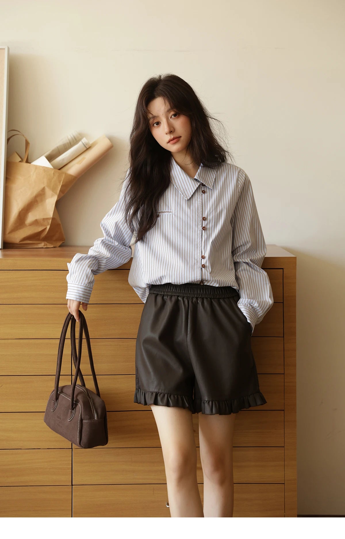 MISHOW Women's Striped Asymmetric Shirt 2025 Autumn New Arrival Vintage Loose Long Sleeve Tops Commuter Woman Clothes MXE42C2375 BAZAARHUBO