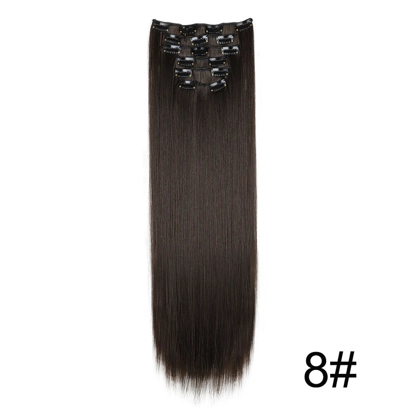 WIGSIN Synthetic 6pcs/set Long Straight Clip-in Hair Extension Invisible Seamless Extension Black Brown Hairpiece for Women