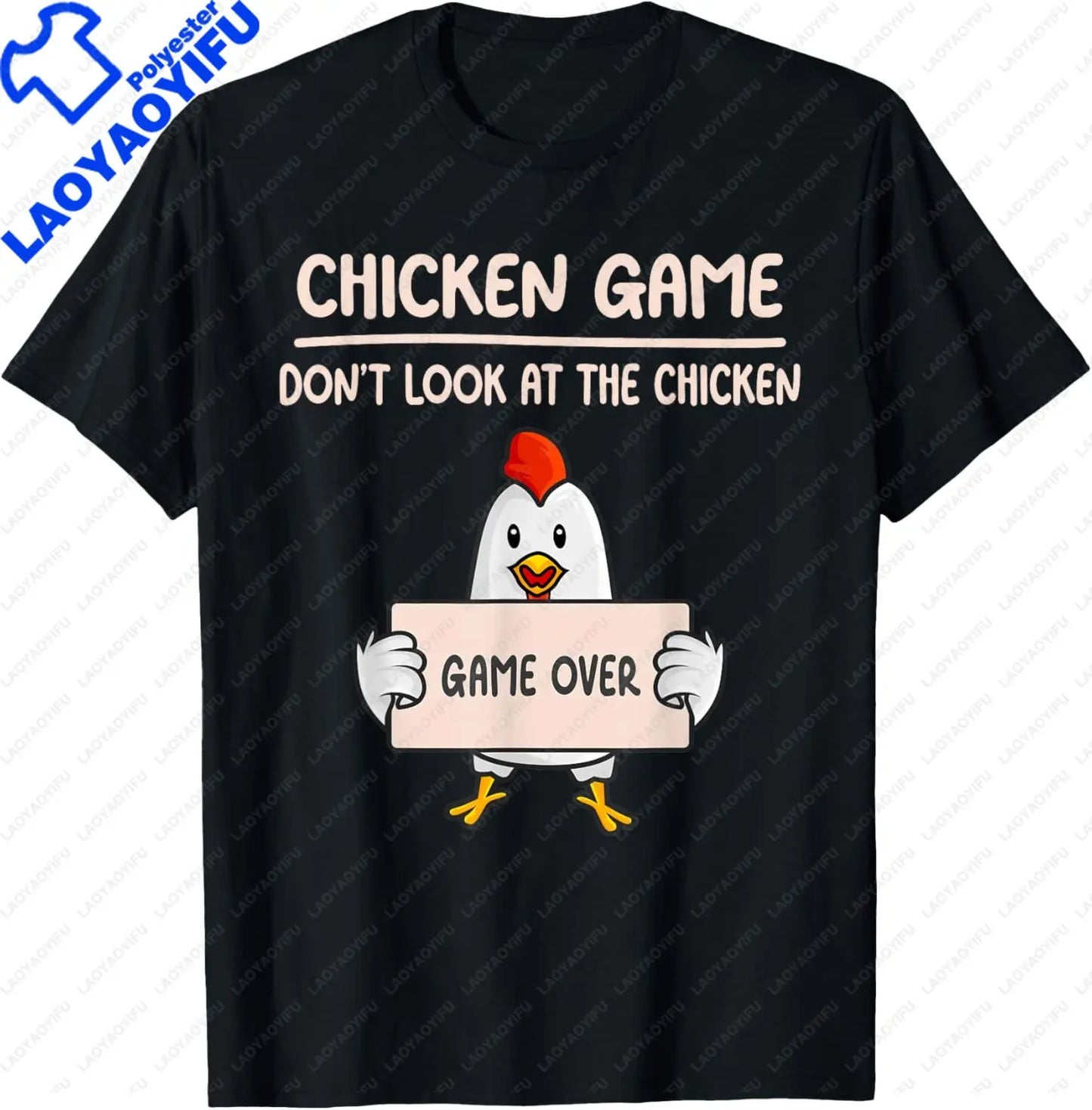 Chicken Game Don't Look At The Chicken Funny Chicken T-Shirt Custom Printed Graphic T Shirt Mens Clothing Ropa Hombre
