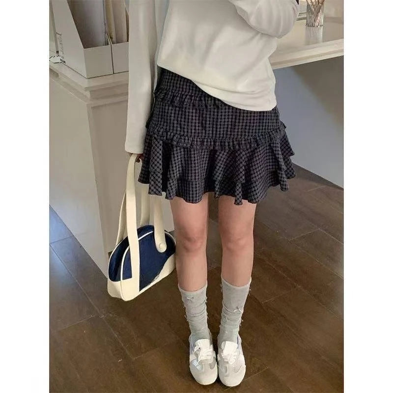 Mini Skirts for Women Sweet Cute Jupe Fashion Summer Japanese 2025 Faldas Mujer De Moda Bow Polka Dot Ruffles Y2k Skirt
