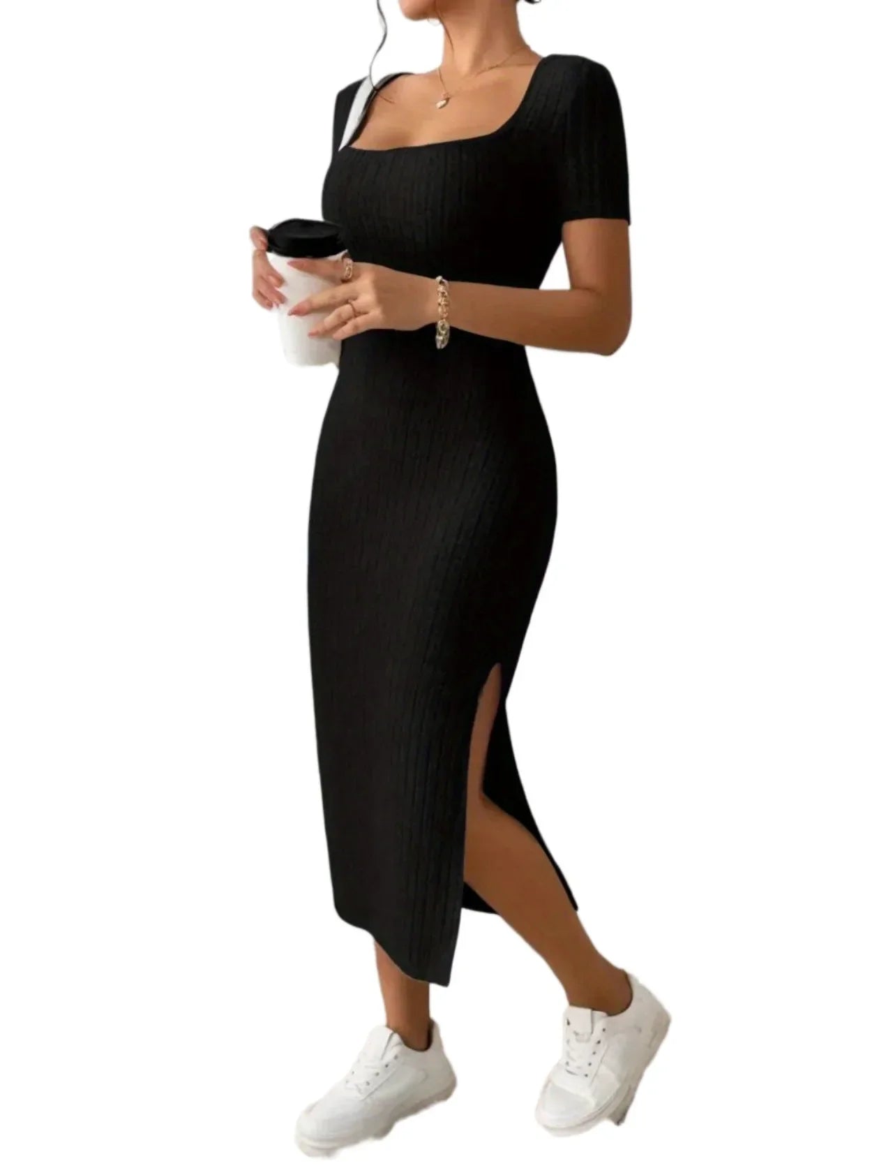 European and American Style 2025 Summer New Cross-border Women's Fashion Square Collar Sexy Slim Hip-pack Dress for Women